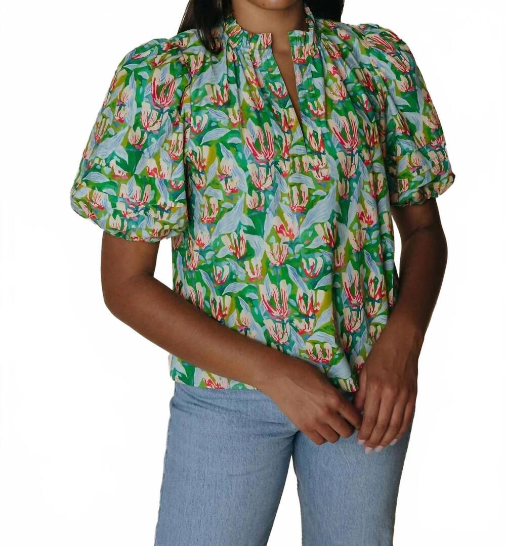 NEW LAROQUE alix short sleeve blouse in champ de fleurs